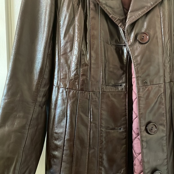 VINTAGE stunning burgundy deep red wine leather duster jacket 1970s - Picture 3 of 9